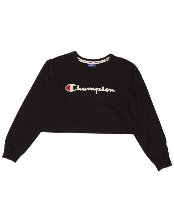 Felpa con grafica corta oversize da donna Champion UK 6 XS Nera