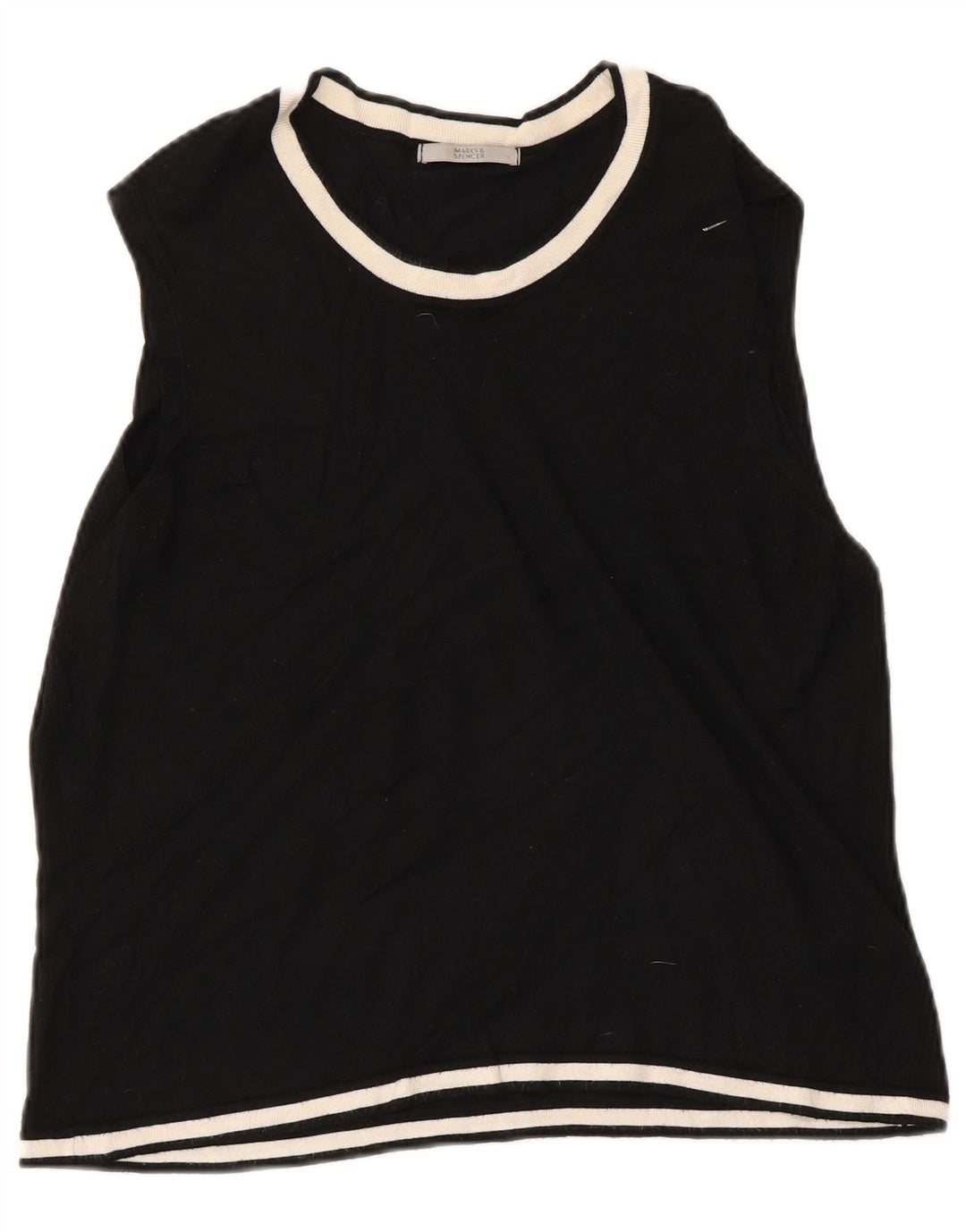 Canotta corta da donna Marks & Spencer UK 18 XL viscosa nera