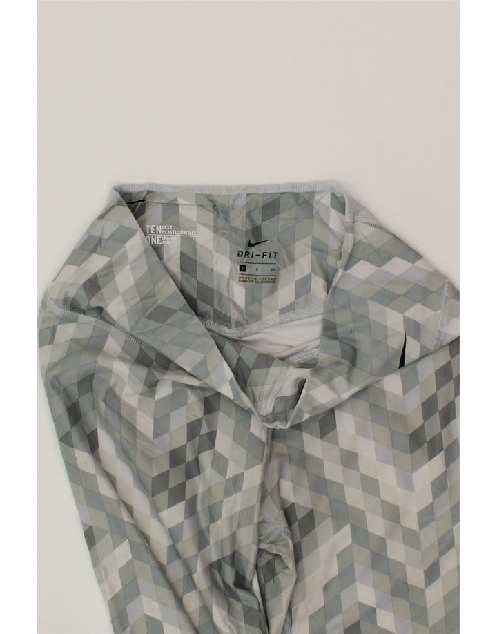NIKE Womens Capri Leggings UK 8  Small Grey Geometric Polyester Vintage Nike and Second-Hand Nike from Messina Hembry 