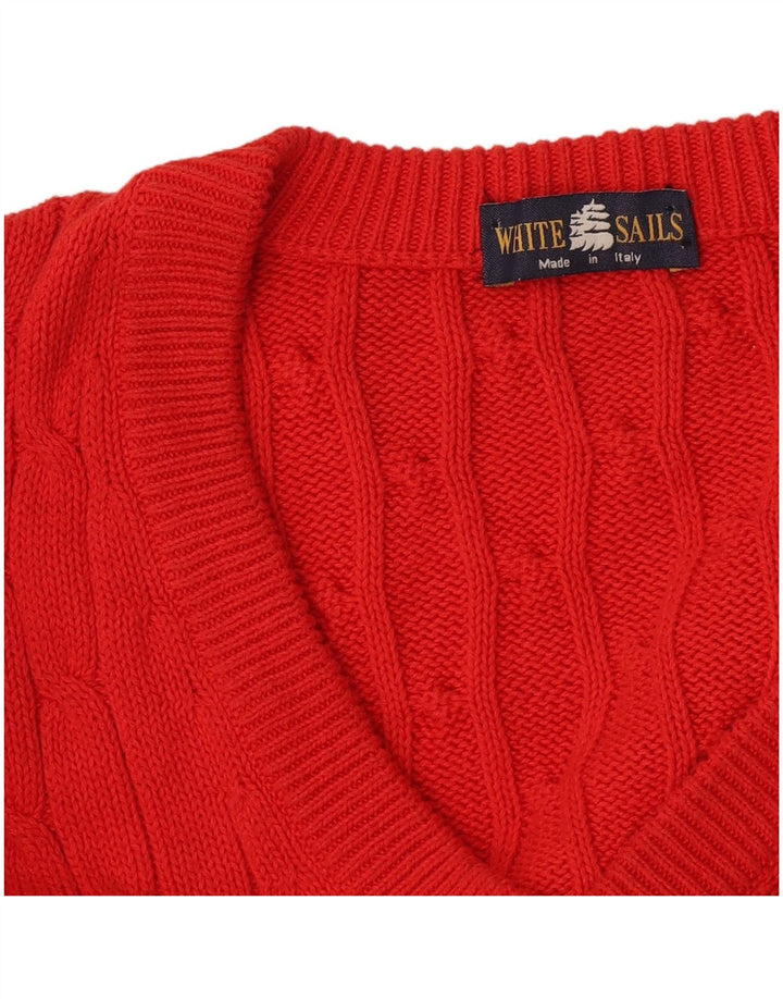 Maglione da uomo con scollo a V White Sails grande arancione