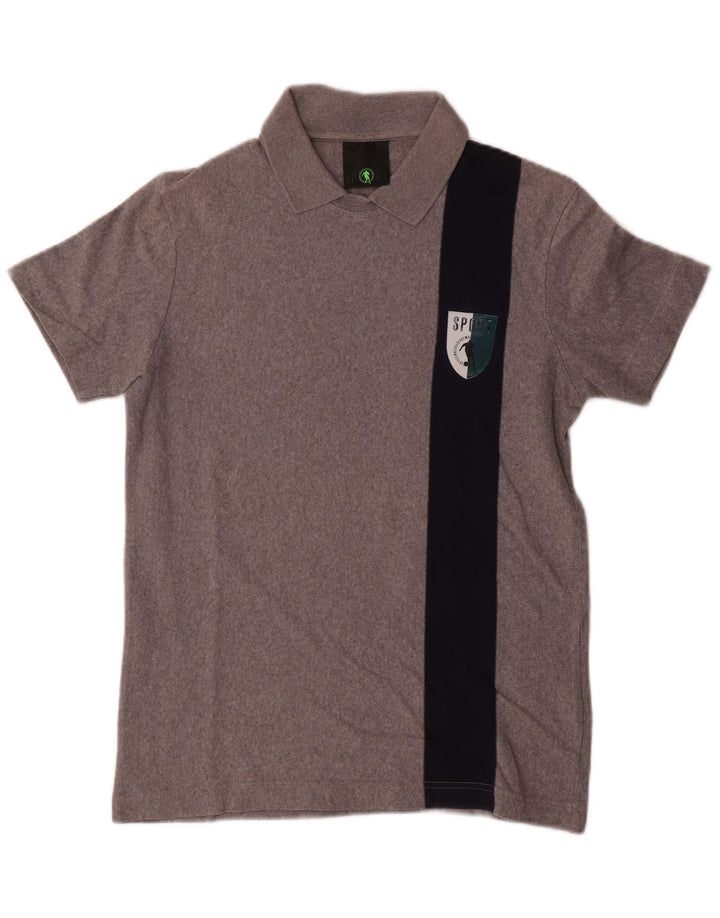 Polo da uomo Bikkembergs piccola in cotone color block grigio