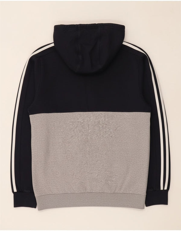 Maglione con cappuccio e zip grafica Adidas da uomo in cotone color block medio nero