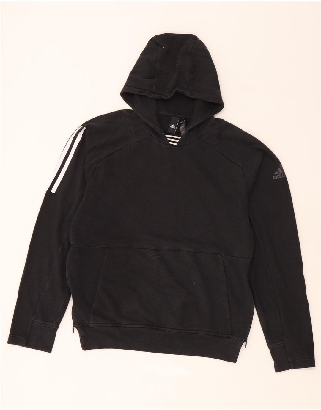 Felpa con cappuccio da uomo Adidas Small in cotone nero