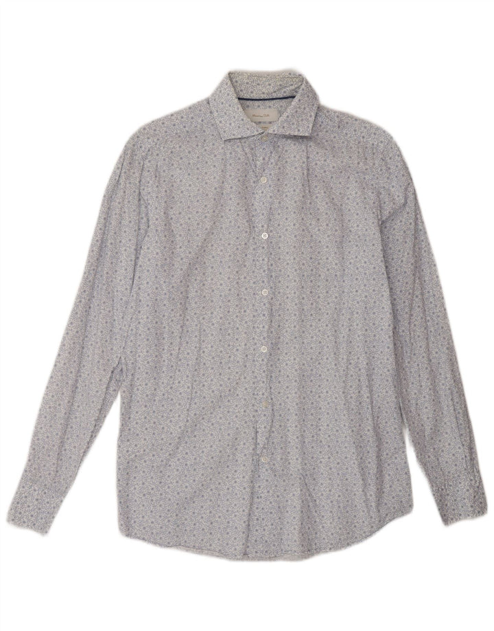 Camicia da uomo Massimo Dutti piccola in cotone floreale bianco