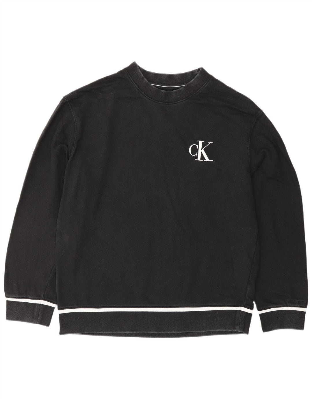 CALVIN KLEIN JEANS Mens Graphic Sweatshirt Jumper Large Black Cotton