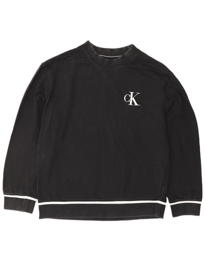 CALVIN KLEIN JEANS Mens Graphic Sweatshirt Jumper Large Black Cotton