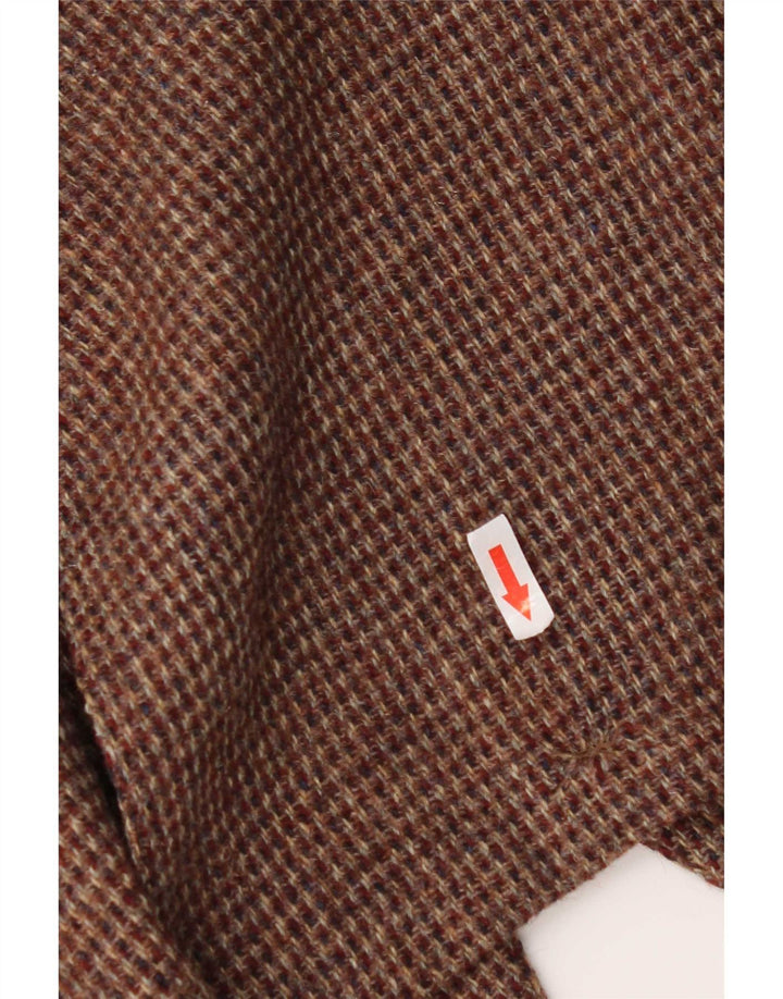 Giacca blazer da uomo a 2 bottoni Harris Tweed UK 36 piccolo pied de poule marrone
