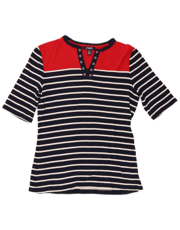 T-shirt da donna Chaps Top UK 12 cotone a righe medie blu navy