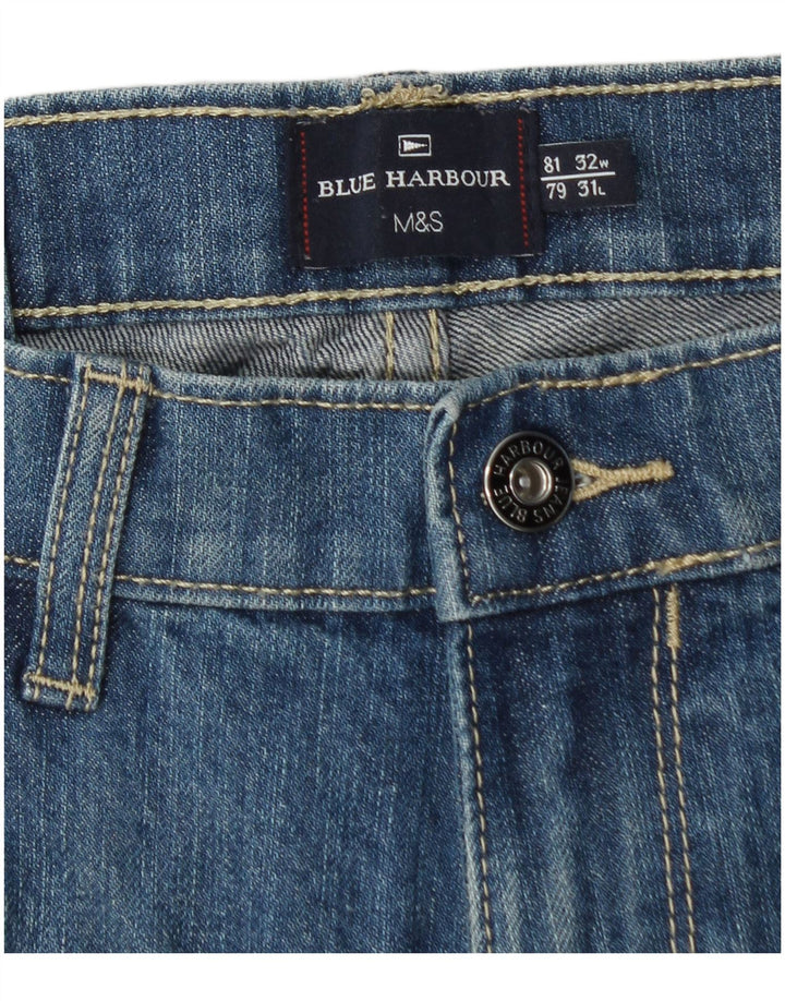 Jeans dritti da uomo Marks & Spencer Blue Harbour W32 L31 cotone blu