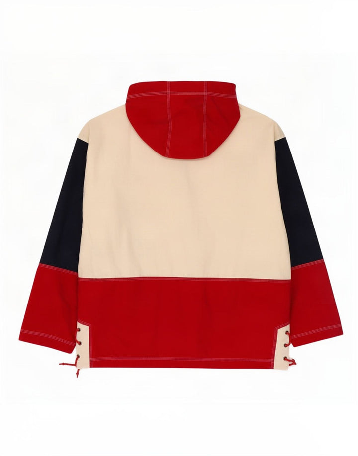 Giacca da uomo con cappuccio East West in cotone color block rosso medio