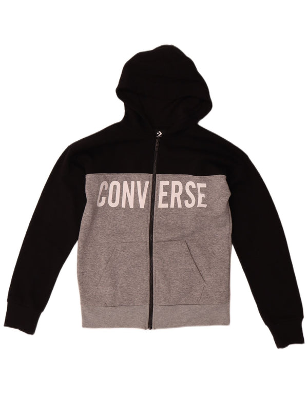 Converse Boys Graphic Zip Hoodie Sweater 12-13 Years Large Grey Colourblock