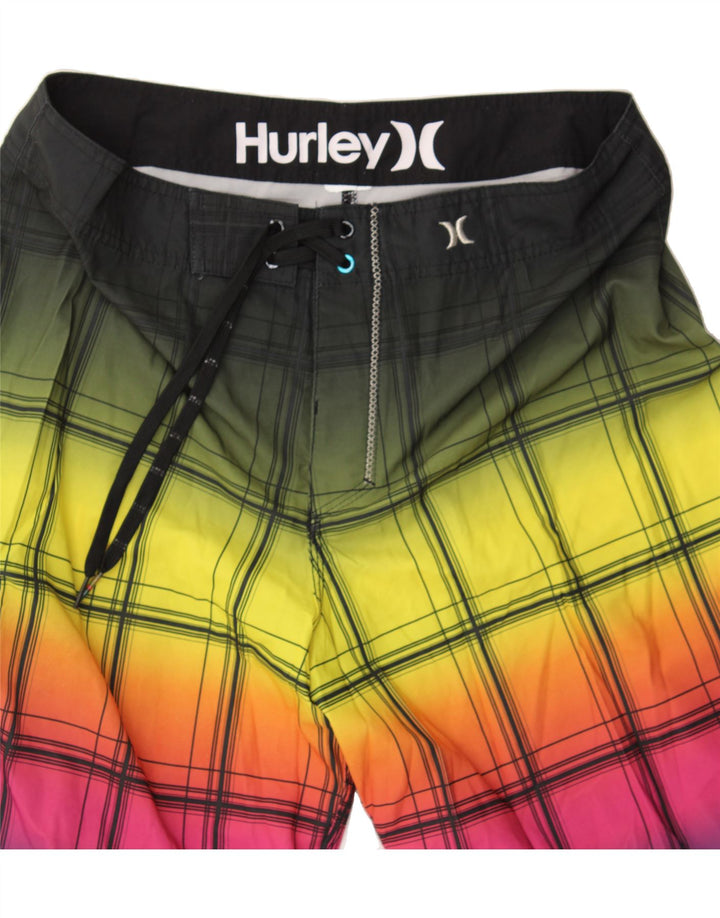 HURLEY Mens Swimming Shorts Medium  Multicoloured Check Vintage Hurley and Second-Hand Hurley from Messina Hembry 