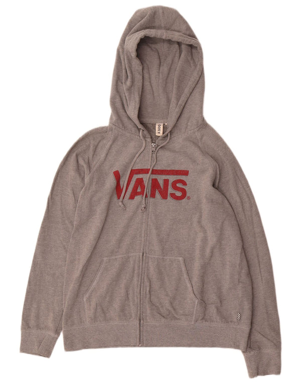 Felpa con cappuccio e zip grafica da donna Vans UK 16 grande in cotone grigio