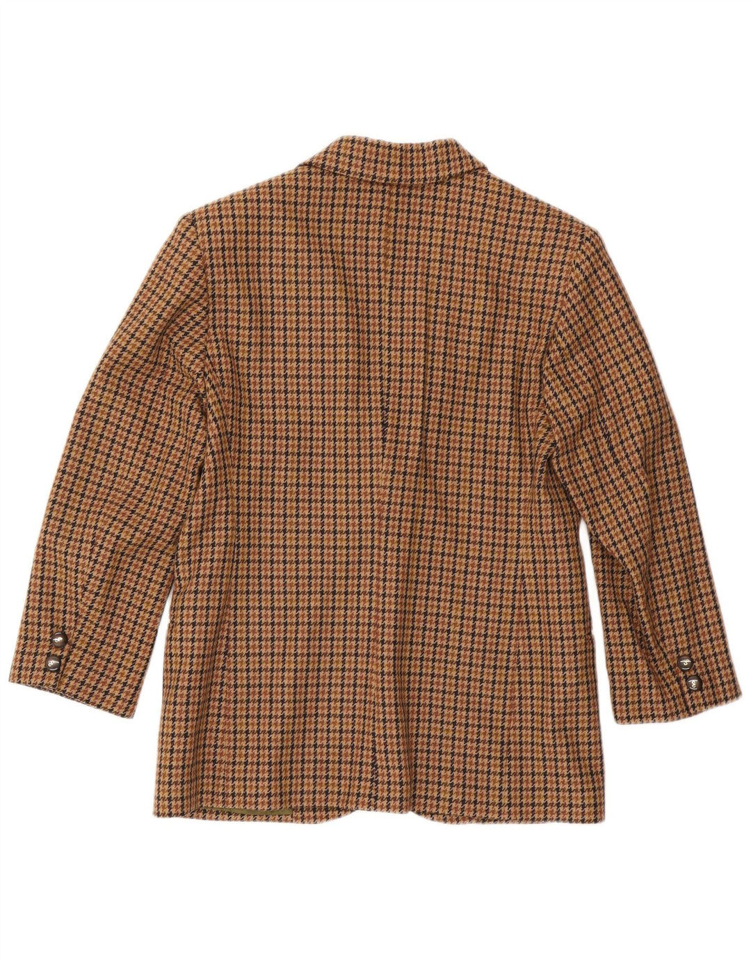 Giacca blazer vintage da donna a 2 bottoni IT 44 in lana pied de poule marrone medio