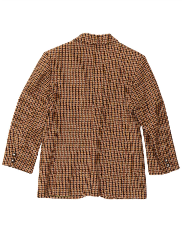 Giacca blazer vintage da donna a 2 bottoni IT 44 in lana pied de poule marrone medio