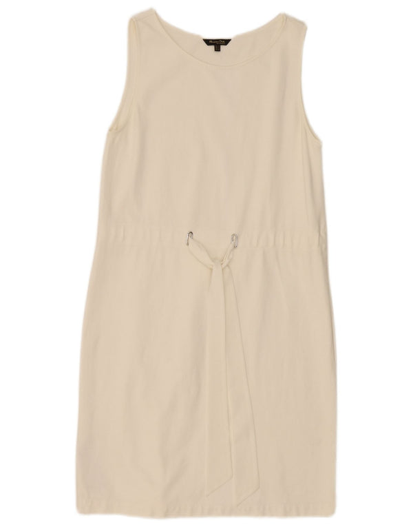 Abito a trapezio senza maniche da donna Massimo Dutti UK 12 Poliestere bianco medio