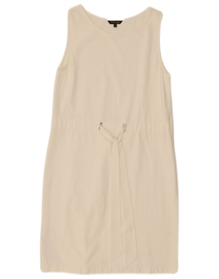 Abito a trapezio senza maniche da donna Massimo Dutti UK 12 Poliestere bianco medio