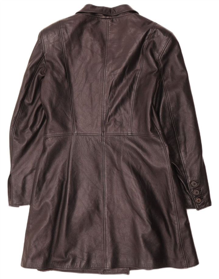 Cappotto in pelle vintage da donna IT 44 medio nero