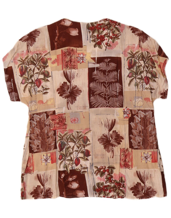 Camicetta vintage da donna a maniche corte UK 16 grande floreale multicolore