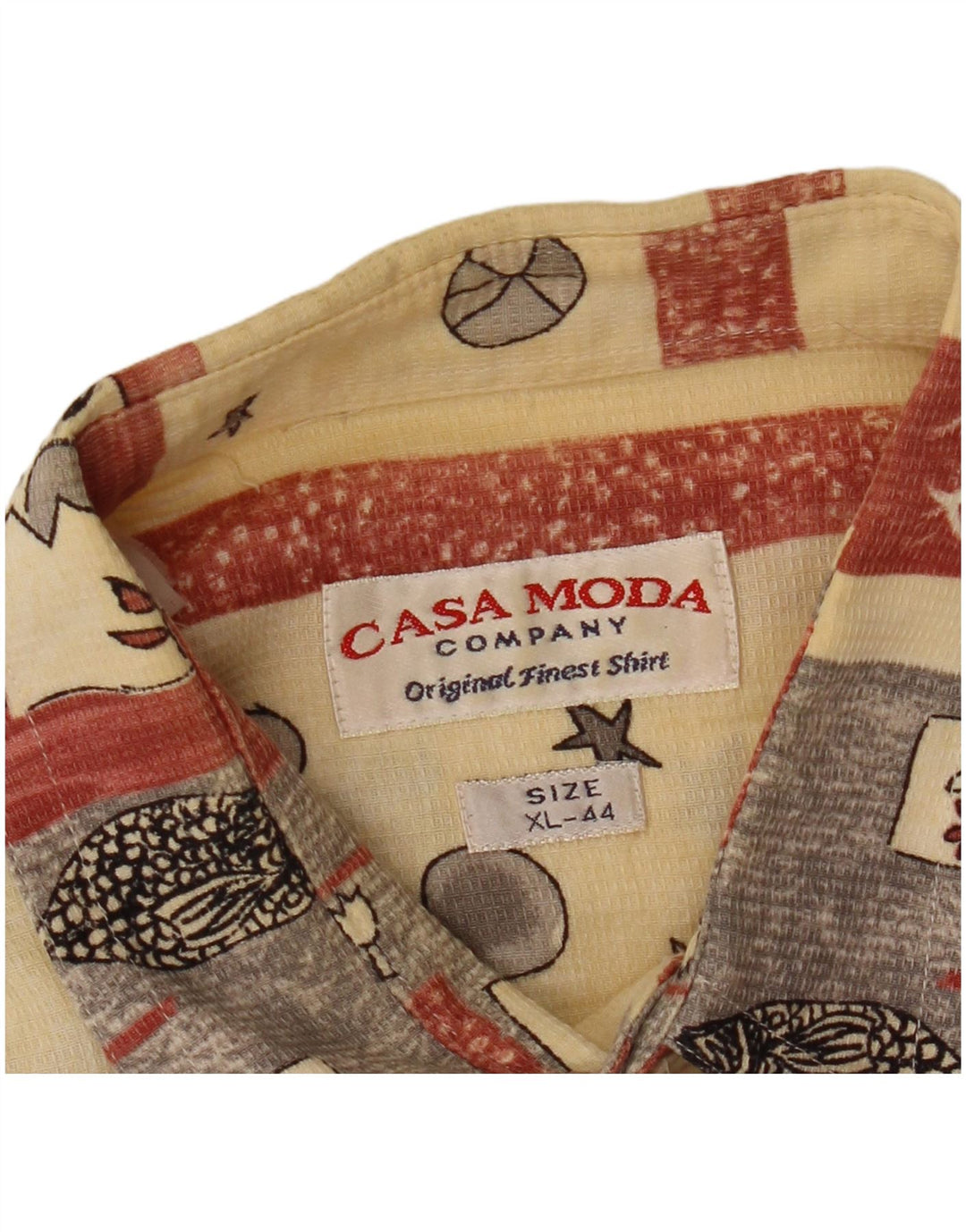 CASA MODA Camicia grafica da uomo a maniche corte taglia 44 XL a righe beige
