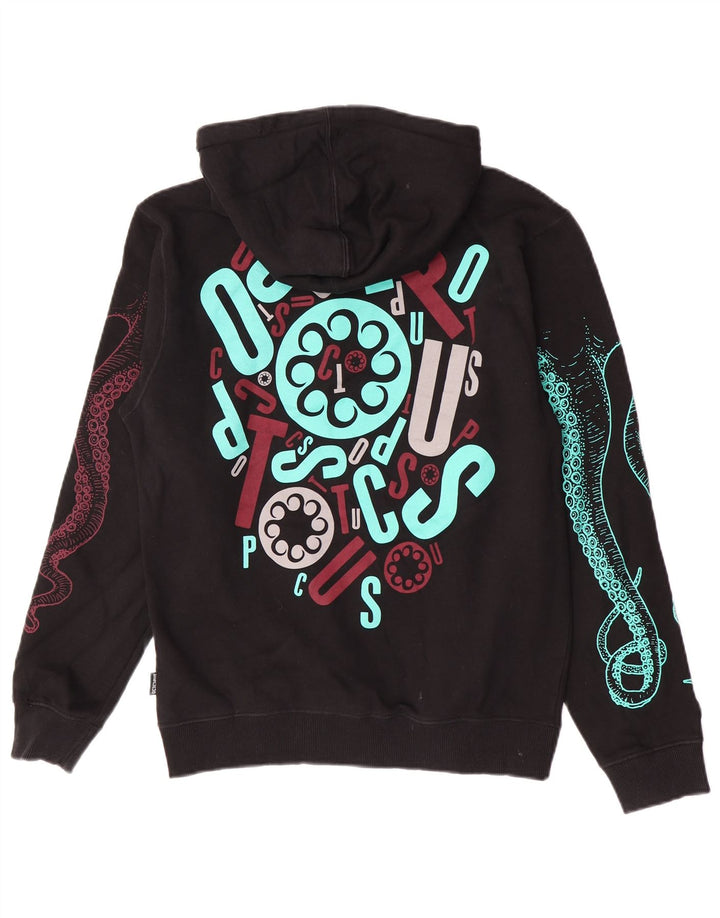 Felpa con cappuccio grafica da uomo Octopus piccola in cotone nero