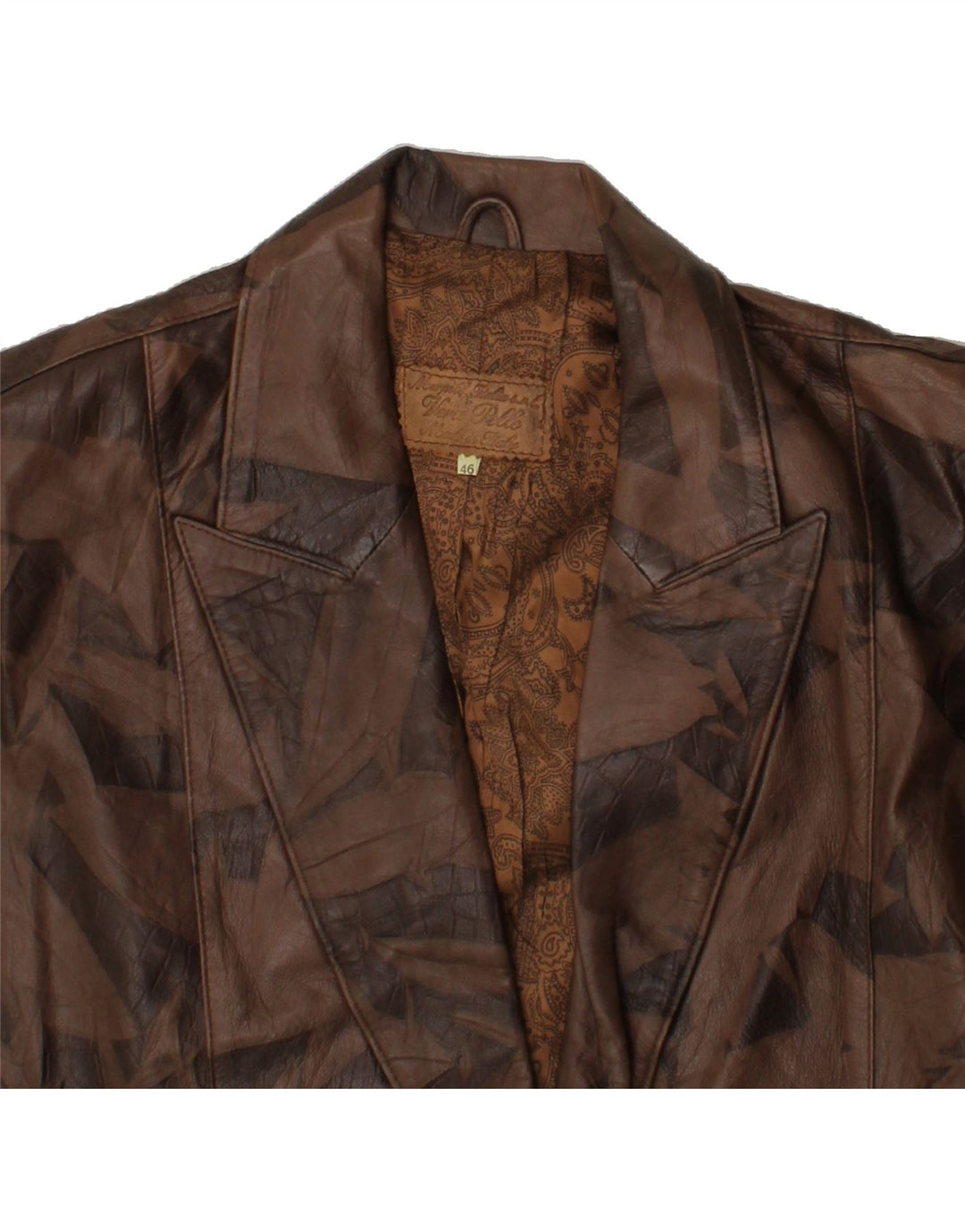 VINTAGE Womens Leather Jacket IT 46 Large Brown Patchwork Leather Vintage Vintage and Second-Hand Vintage from Messina Hembry 