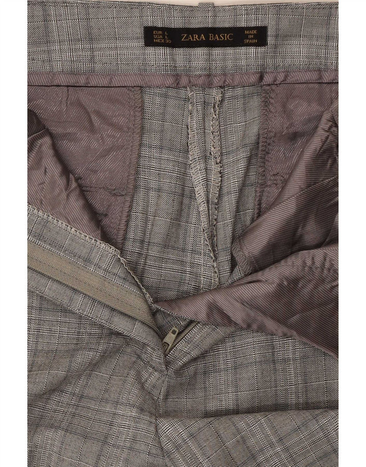 Pantaloni da abito corto da donna Zara grandi W30 L25 viscosa a quadri grigi
