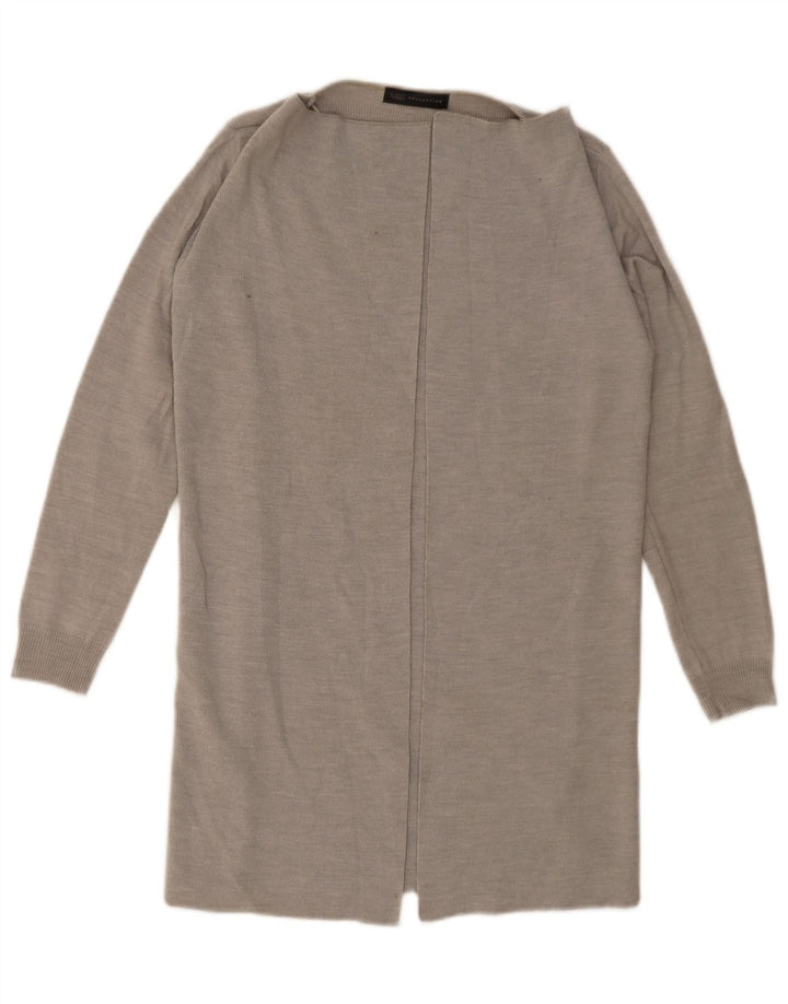Maglione cardigan aperto lungo da donna Marks & Spencer UK 10 piccolo grigio