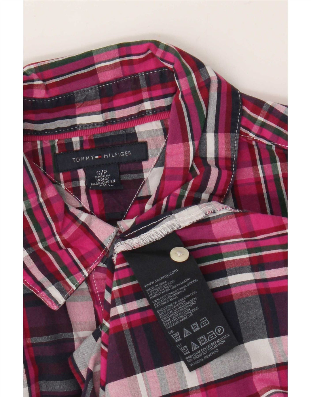 Camicia da donna Tommy Hilfiger UK 10 piccolo cotone a quadri rosa