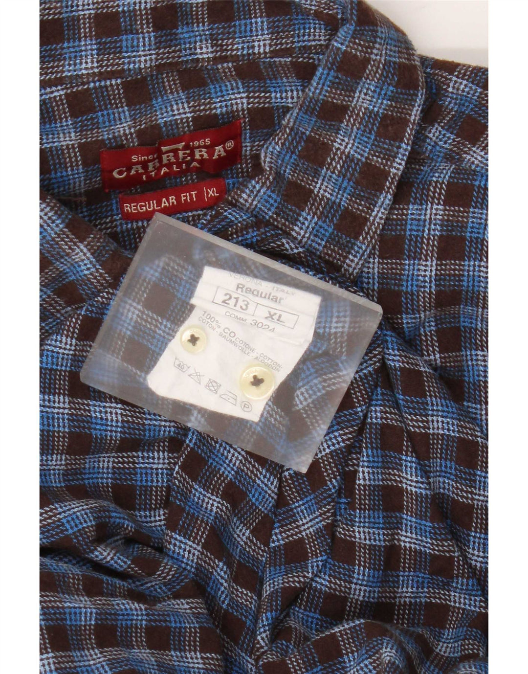 Camicia Carrera da uomo in flanella vestibilità regolare XL cotone a quadri blu