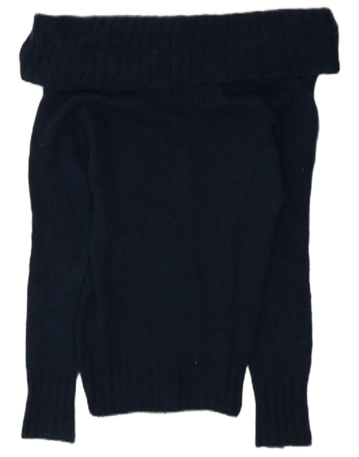 Maglione maglione da donna a collo alto Massimo Dutti UK 10 piccolo in lana blu navy