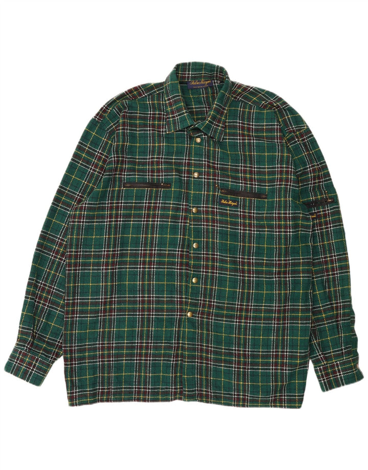 Camicia da uomo vintage in flanella 2XL a quadri verdi