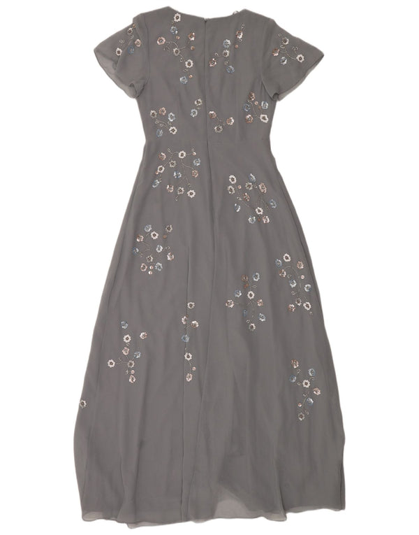 MONSOON Womens Maxi Dress UK 10 Small  Grey Floral Polyester