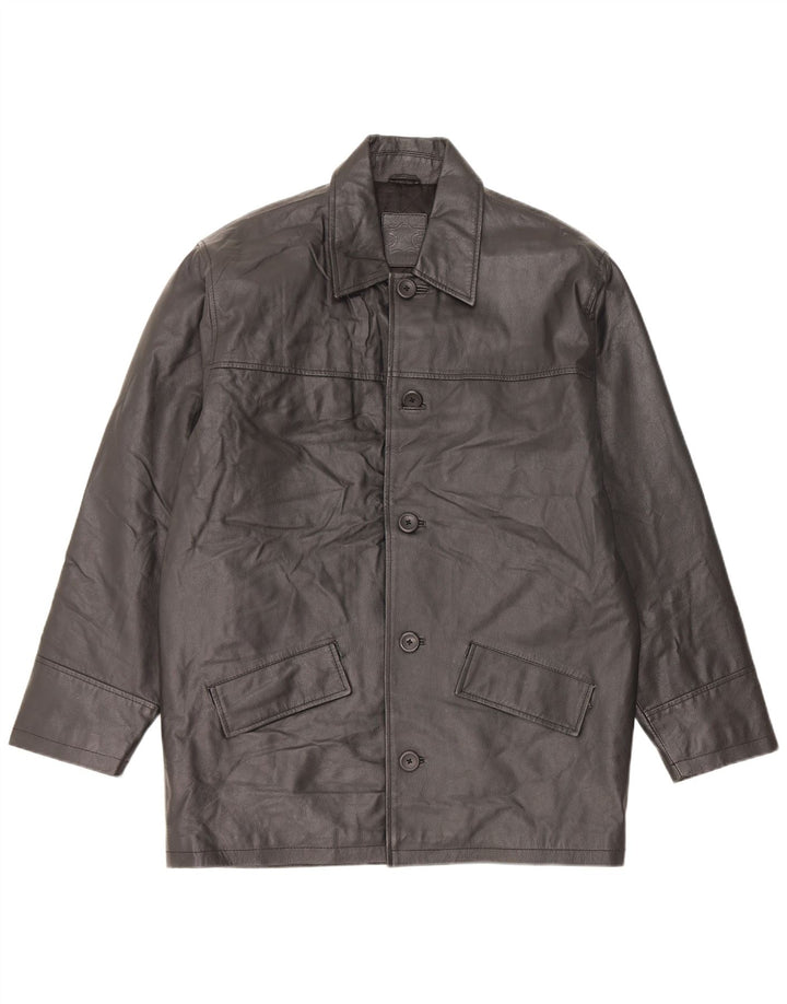 Giacca in pelle vintage da uomo UK 40 grande nera