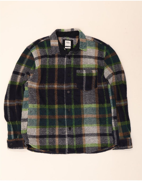 Camicia overshirt da uomo Zara XL in poliestere a quadri multicolore