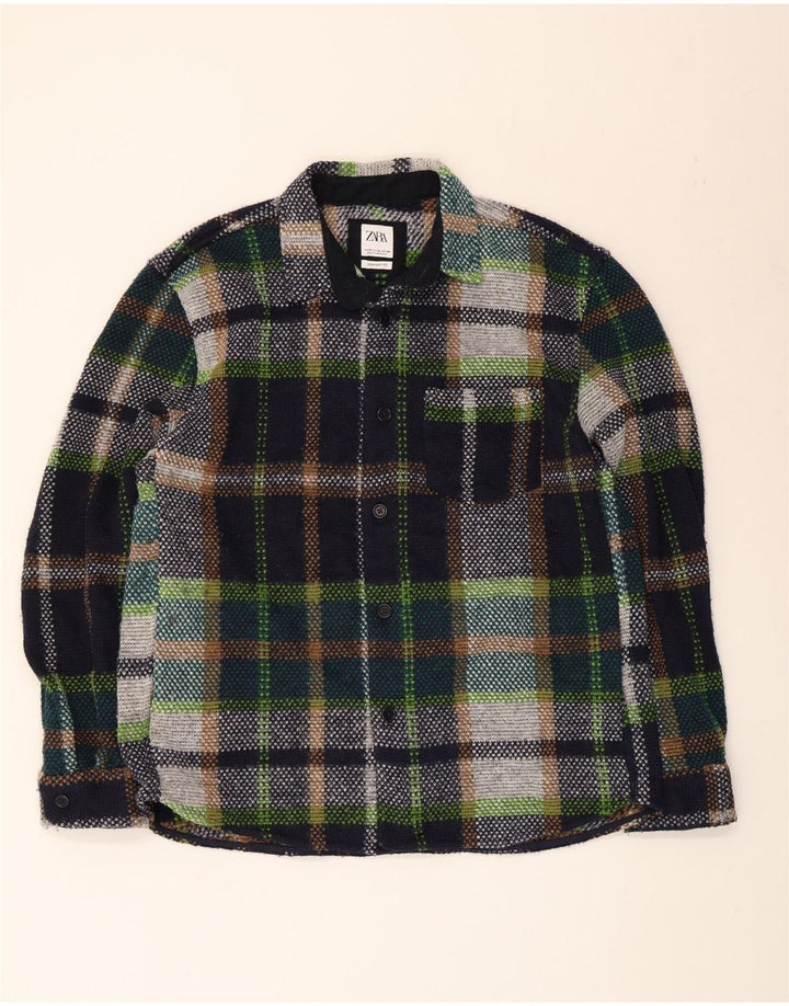 Camicia overshirt da uomo Zara XL in poliestere a quadri multicolore