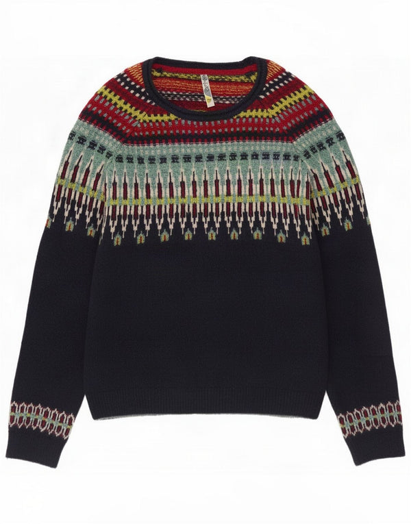Weird Fish Maglione da donna con scollo a barchetta UK 14 Large Blu navy Fair Isle