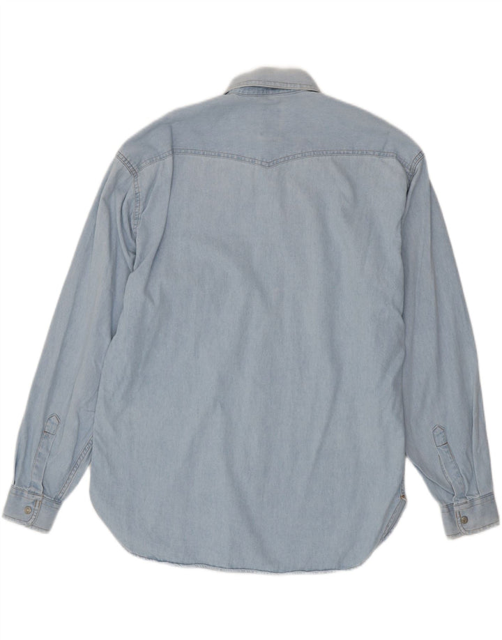 CASUCCI Mens Denim Shirt Medium Blue Cotton