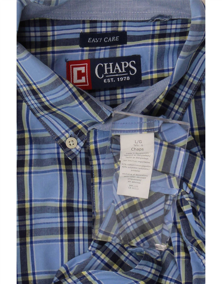Chaps Camicia a maniche corte da uomo in cotone a quadri blu grandi
