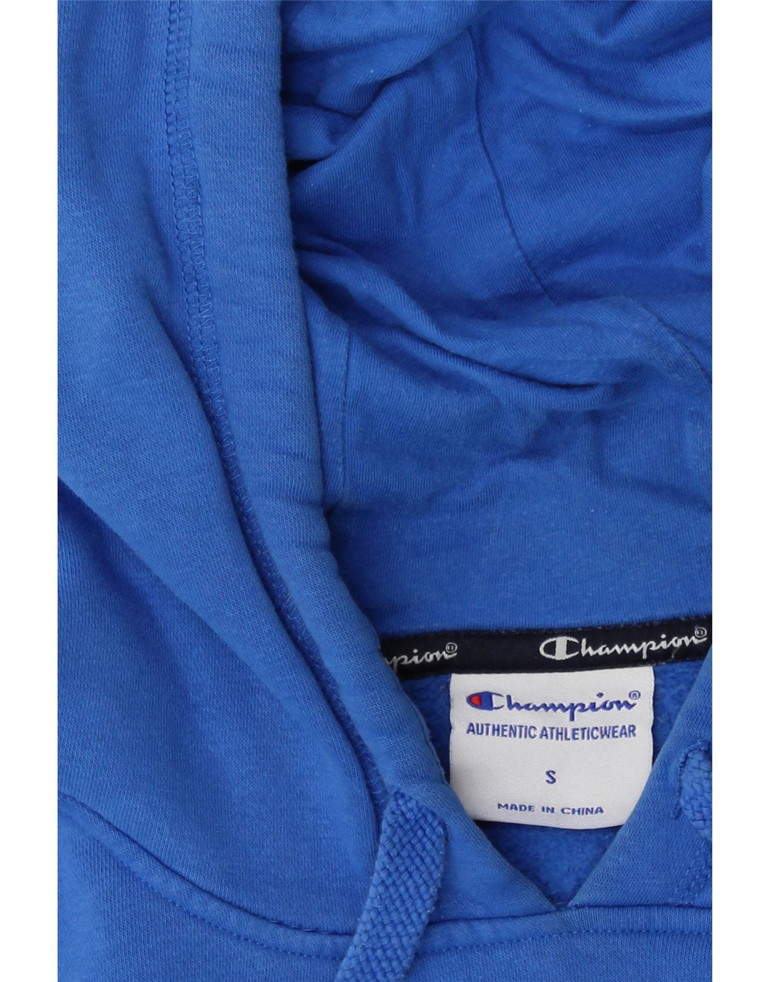Maglione con cappuccio grafico da uomo Champion piccolo in cotone blu