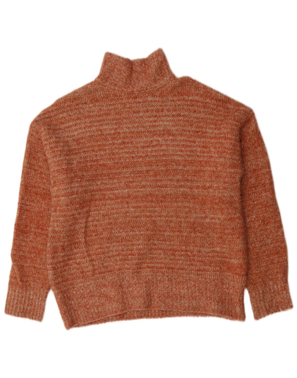 ZARA Maglione da Donna Oversize con Collo Dolcevita UK 6 XS Arancione Poliestere