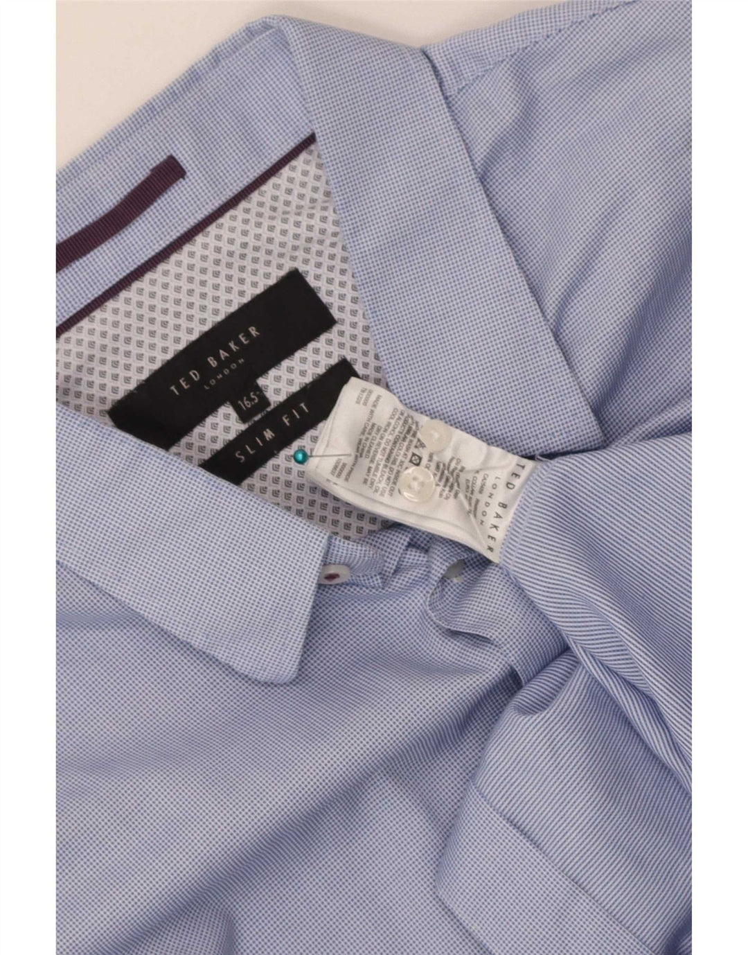 Ted Baker Camicia da uomo slim fit taglia 16 1/2 grande cotone a quadri blu