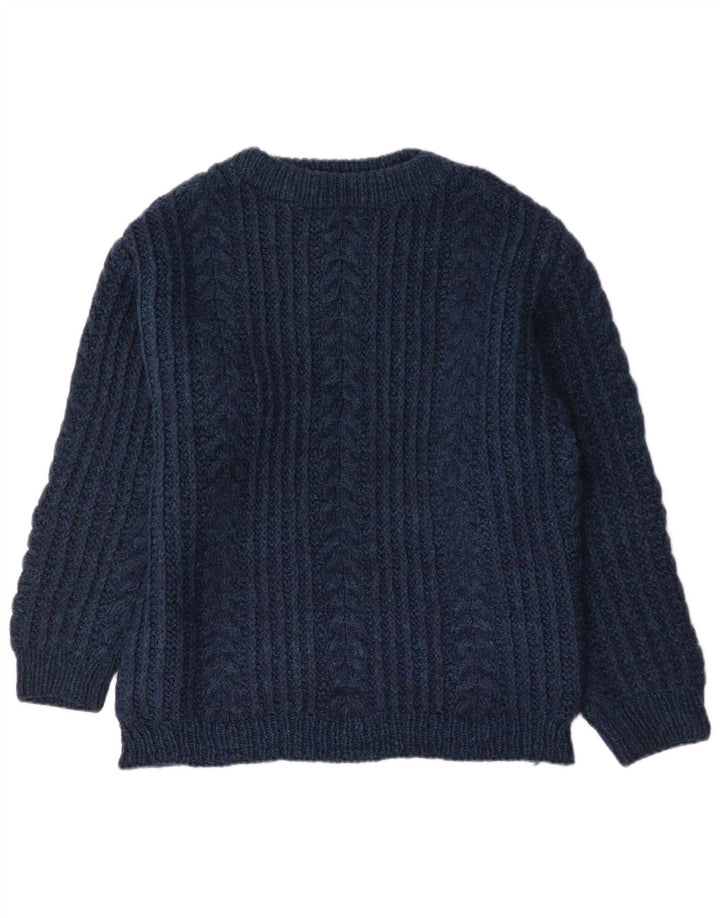 Maglione vintage da uomo con scollo a barca blu navy medio