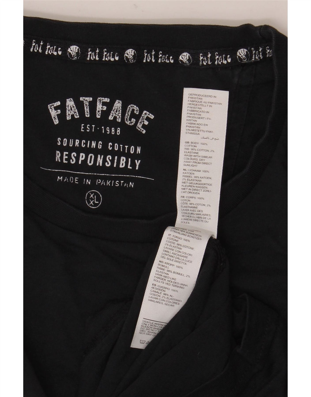 T-shirt da uomo Fat Face Top 2XL cotone nero