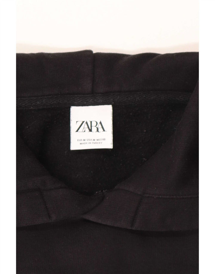 Felpa con cappuccio da uomo Zara in cotone nero medio