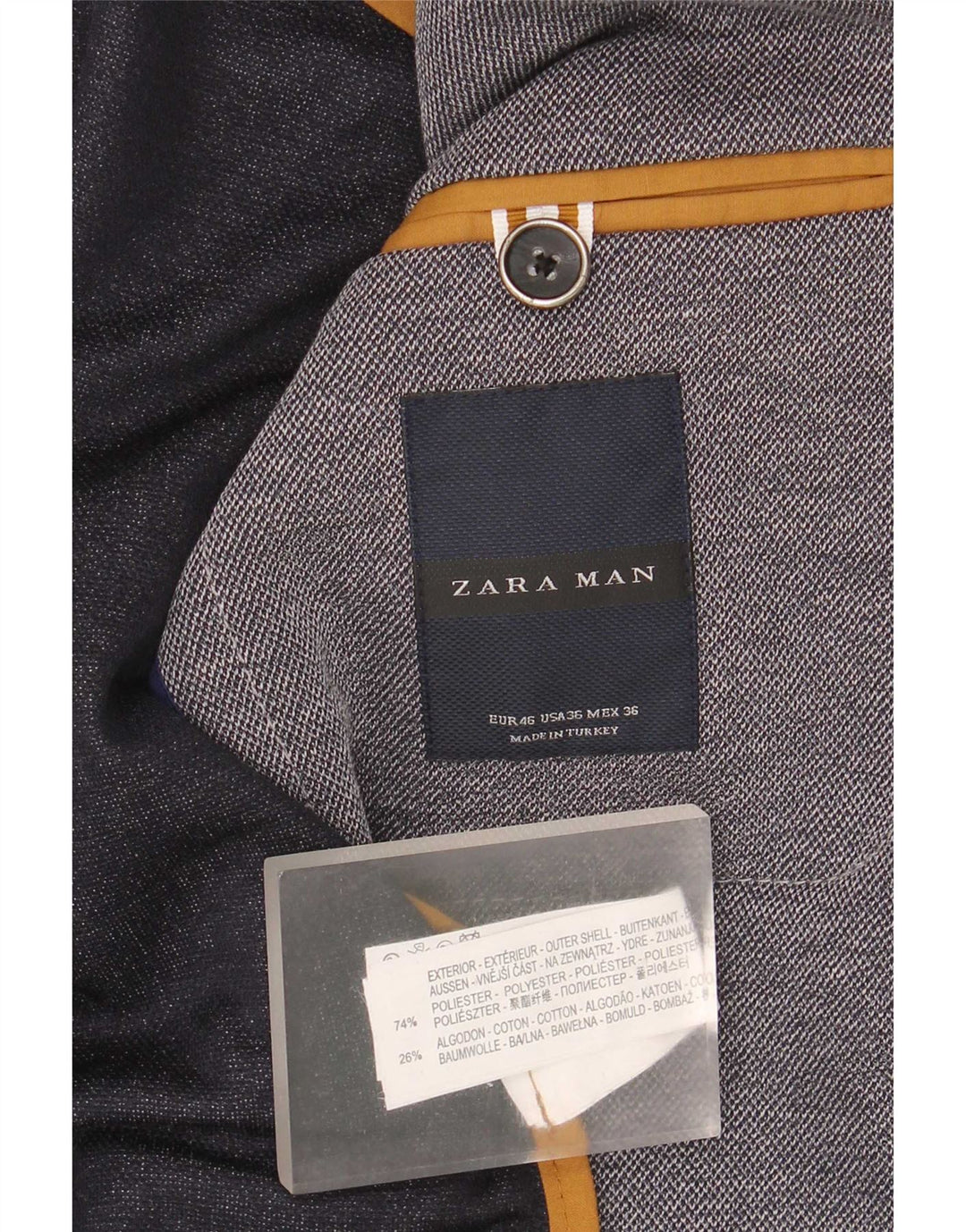 Giacca blazer a 2 bottoni da uomo Zara EU 46 piccola poliestere grigio