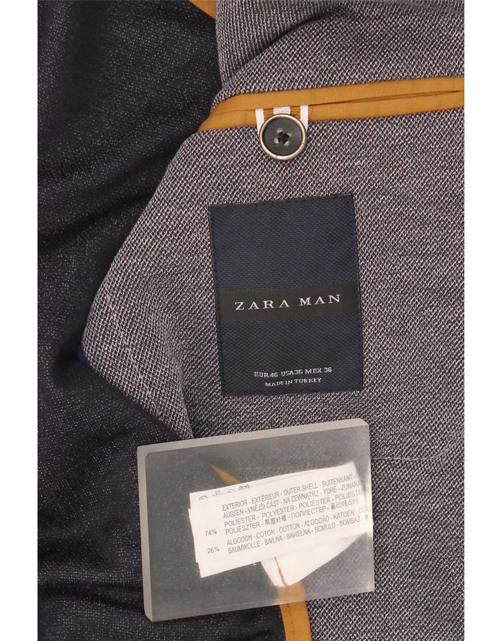 Giacca blazer a 2 bottoni da uomo Zara EU 46 piccola poliestere grigio