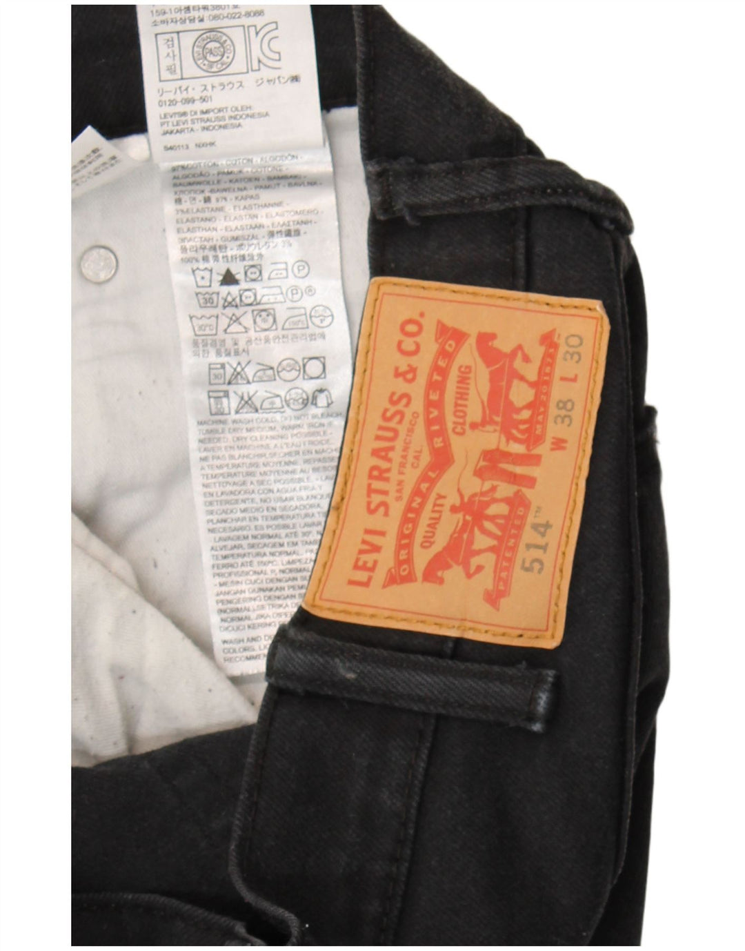 Levi's Uomo 514 Jeans dritti W38 L30 Cotone Nero