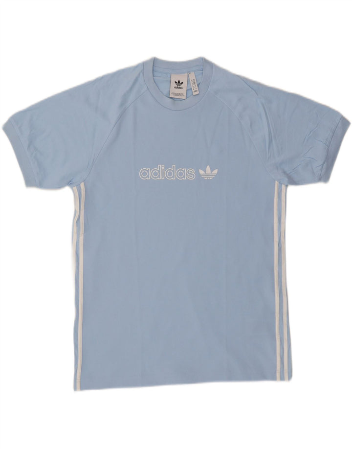 ADIDAS Mens Graphic T-Shirt Top Medium Blue Cotton