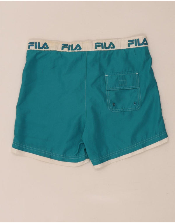 Pantaloncini da bagno regolari da uomo con grafica Fila, colore turchese medio